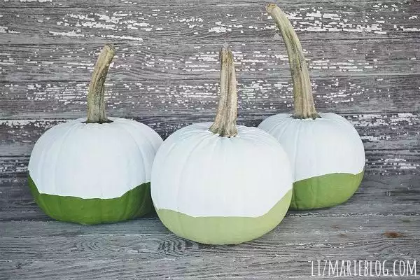 Green painted pumpkins