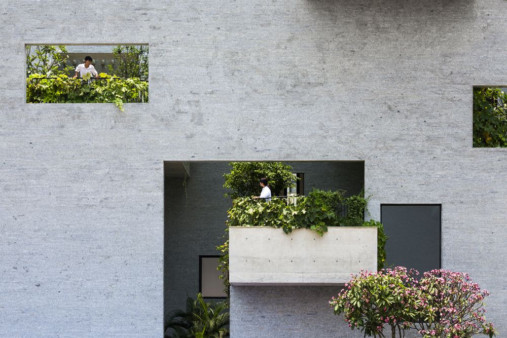 Green vegetation and concrete balconies - Binh House