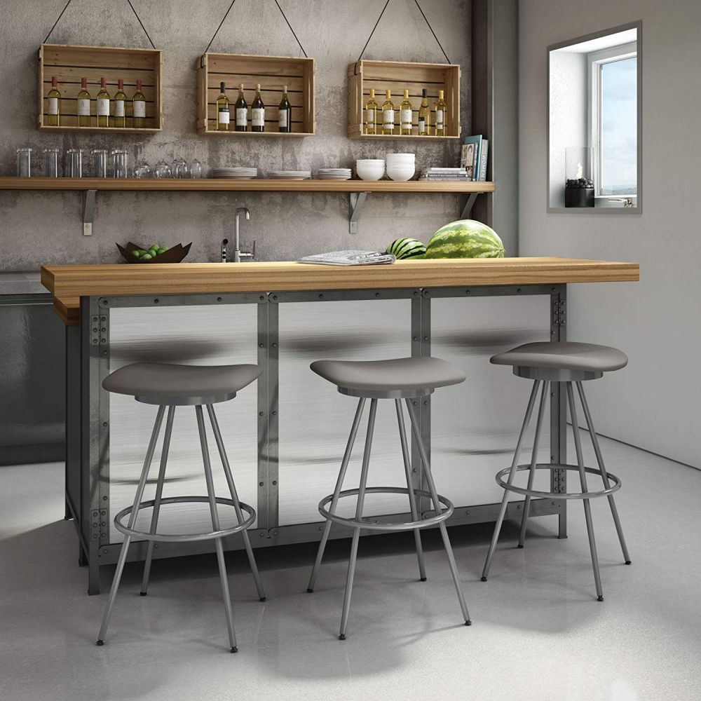 Grey seating for kitchen bar