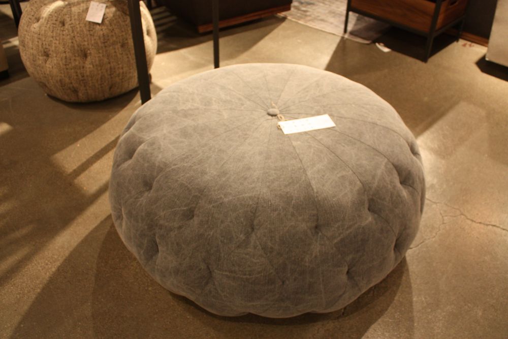 Grey tufted on side ottoman