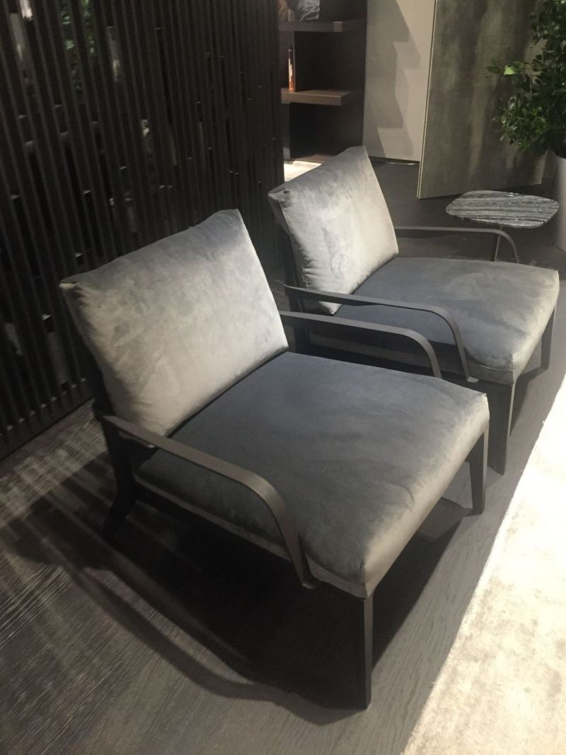 Grey velvet low chairs