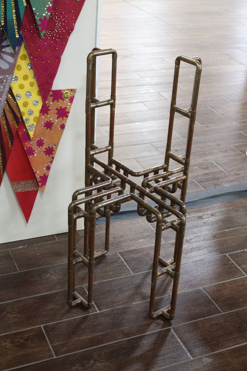 The Ground Floor Gallery showed a number of works including this chair fashioned from copper pipes.