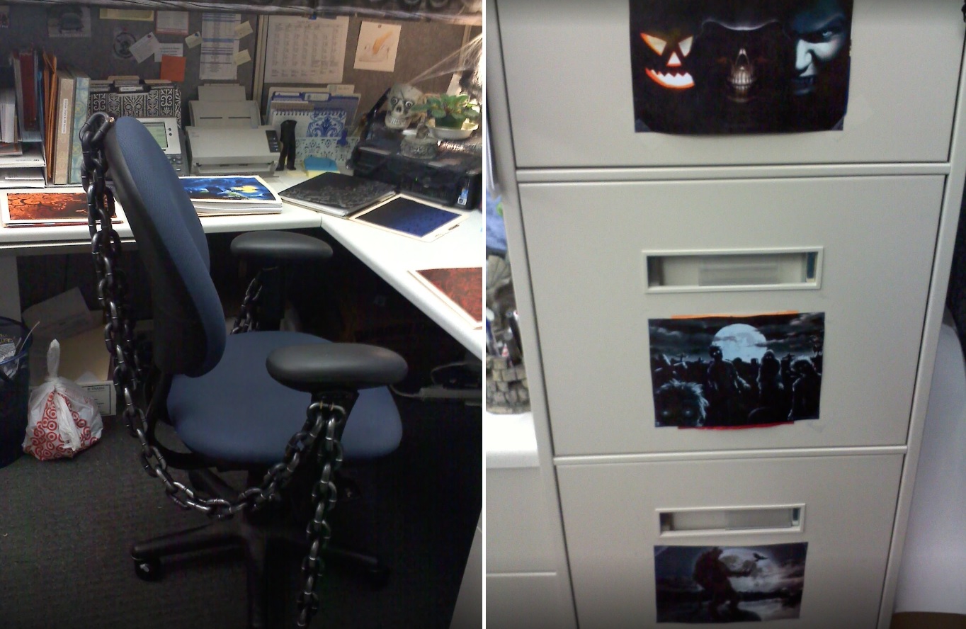Halloween chair and storage Cubicle