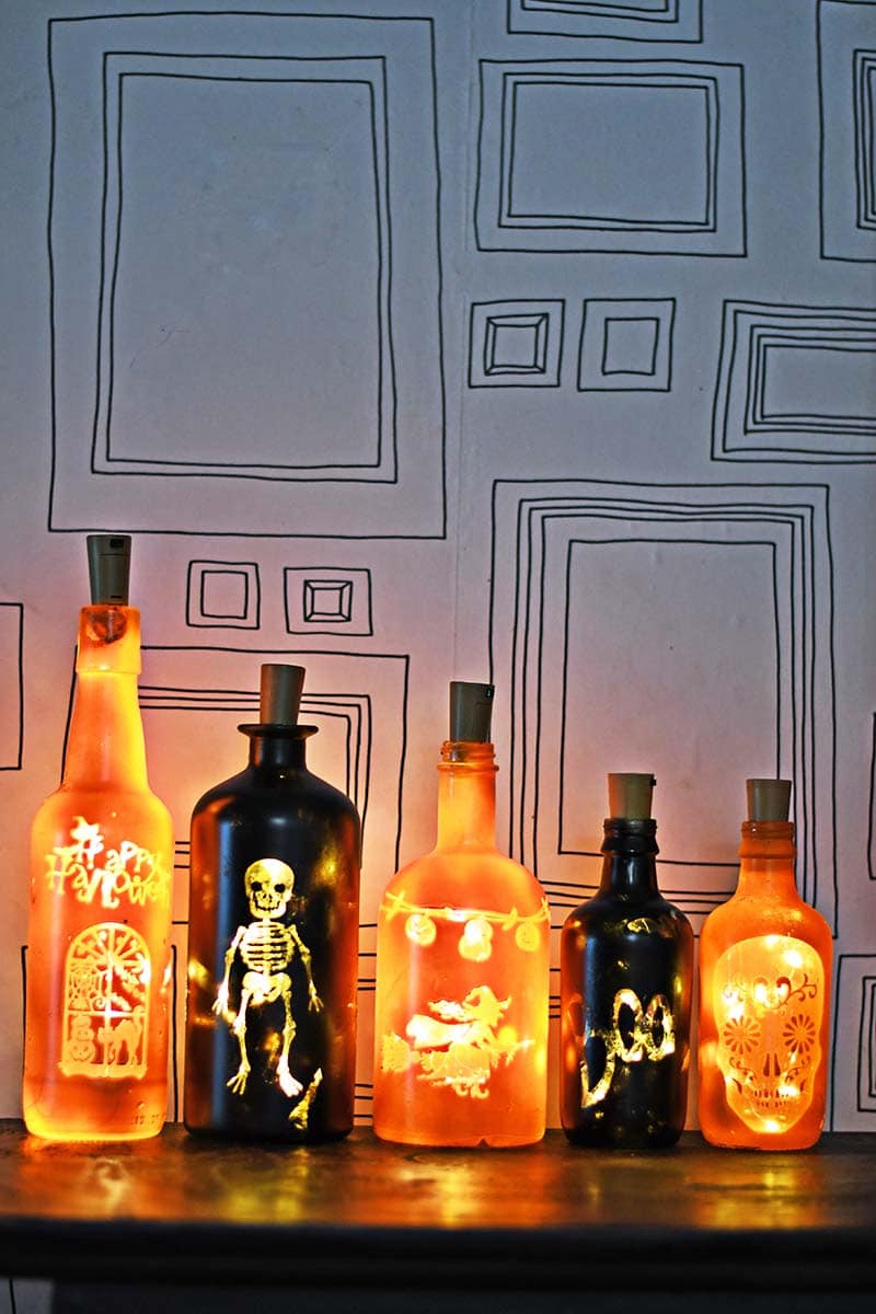 Halloween skull bottles