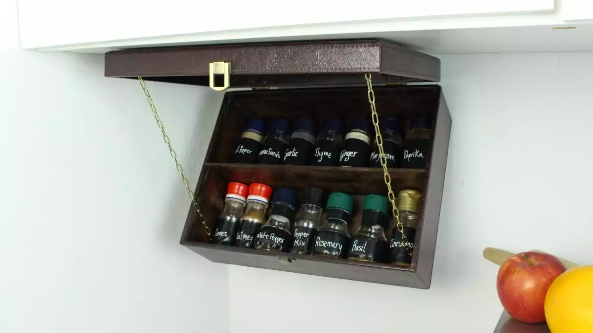 Handy Space-Saving Pull Down Spice Rack