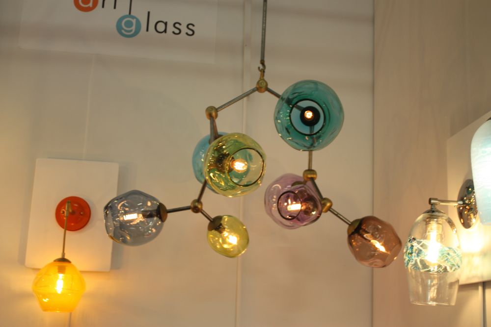 Hanging Lighting Fixtures with Glass Blown In different colors