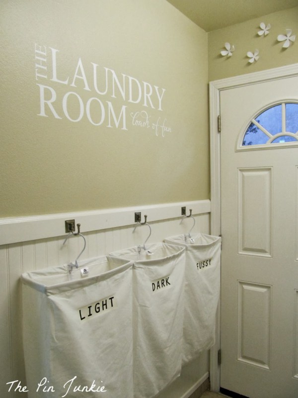 Hanging laundry room baskets