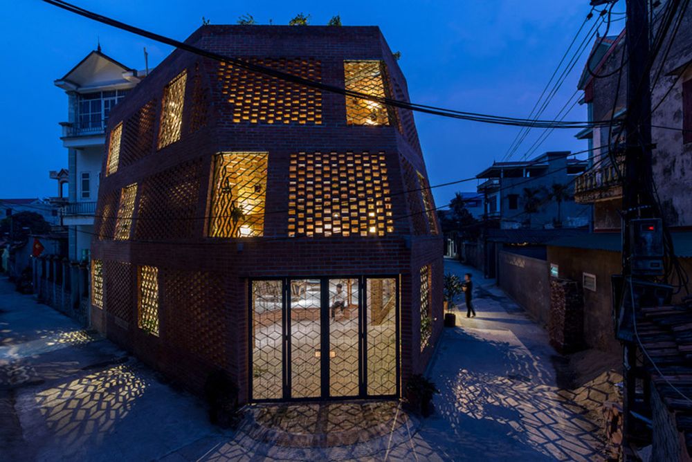 Hanoi perforated brick facade by Vietnamese studio H&P Architects - exterior