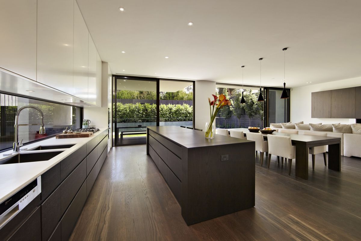 Hardwood flooring in the kitchen