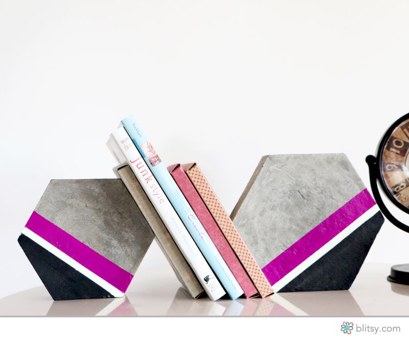 Hexagon cement bookends