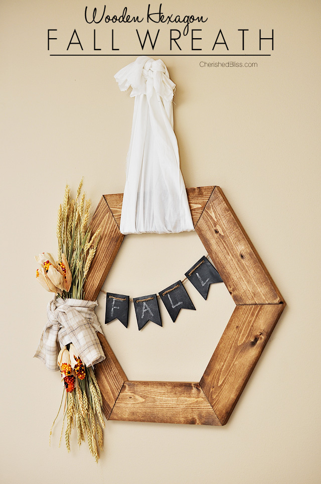 Wooden Hexagon Fall Wreath Design