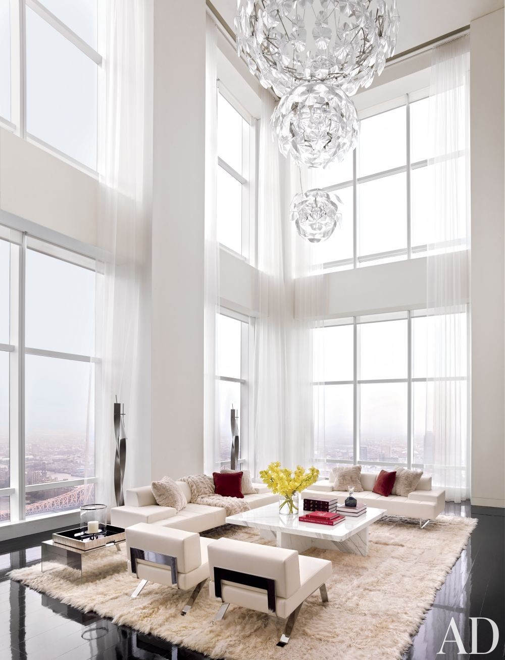 High and light living room design