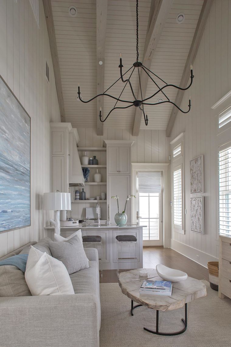 High ceiling masterpiece shiplap walls