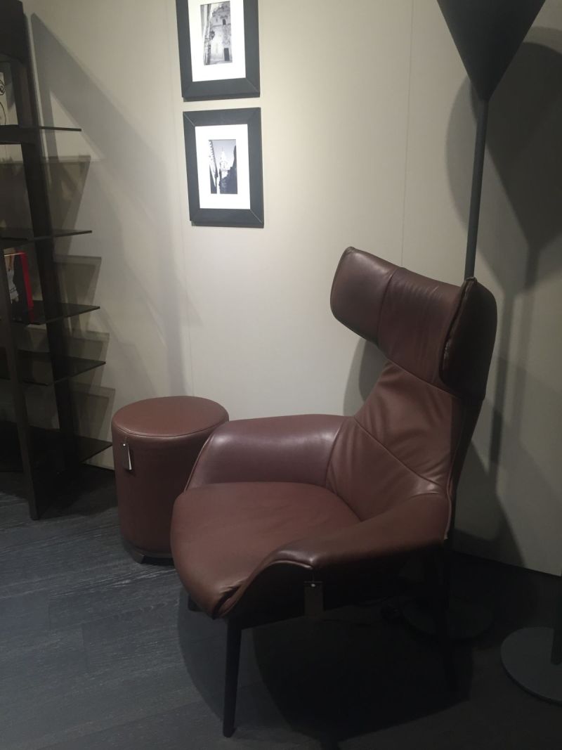 High chair for living room in brown leather