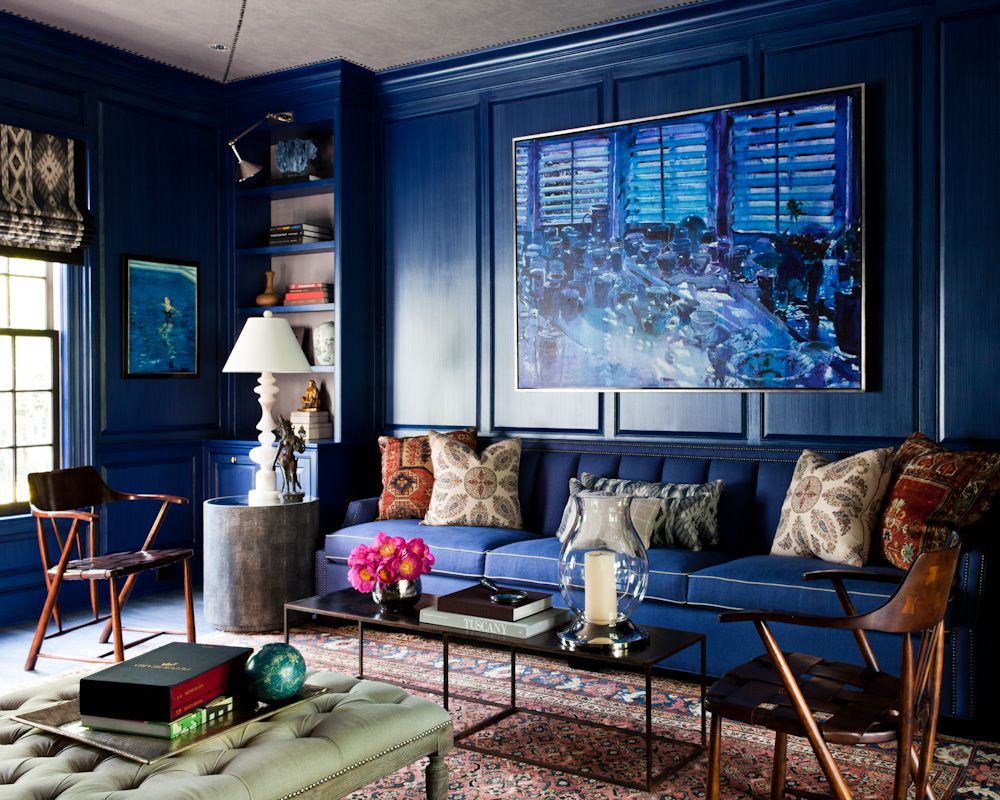 High gloss indigo paint for living room