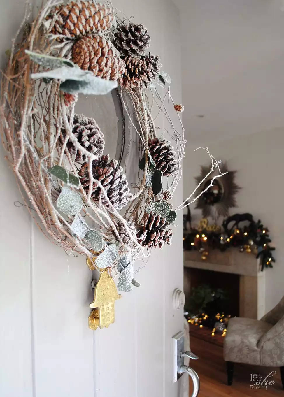 Holiday wreath from pine cones