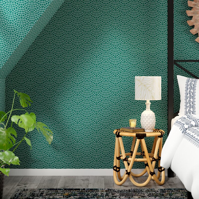 Holli Zollinger Mosaic Scallop Marine Matte Peel and Stick Wallpaper Panel