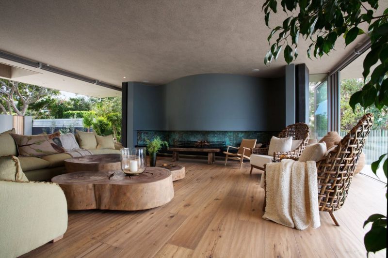 Home Hidden Behind A Dune Slope - living room decorated with natural elements