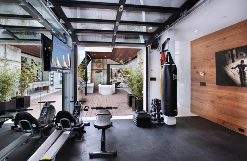 Home gym with A practical and stylish setup