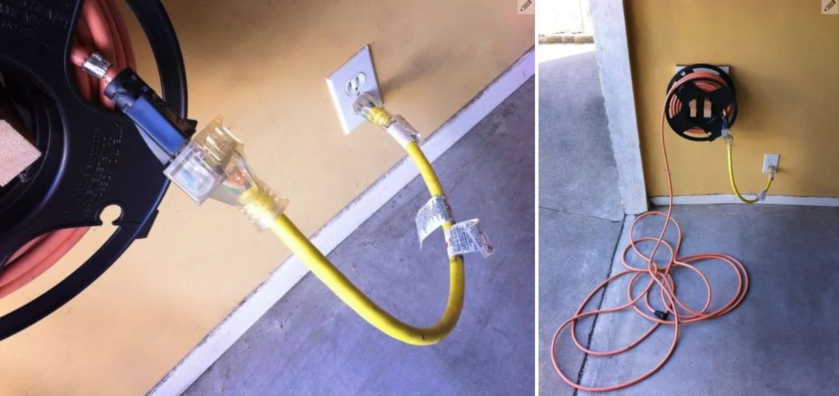 Homemade cord extension for garage