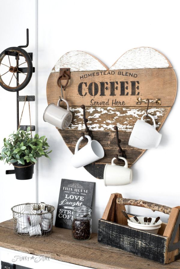 Homestead Blend Coffee reclaimed wood heart mug holde