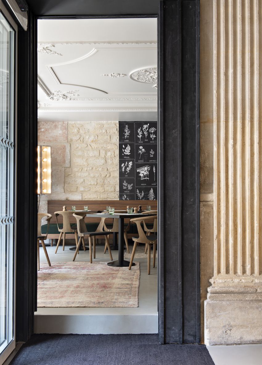 The decor highlights the older, historic elements of the space.