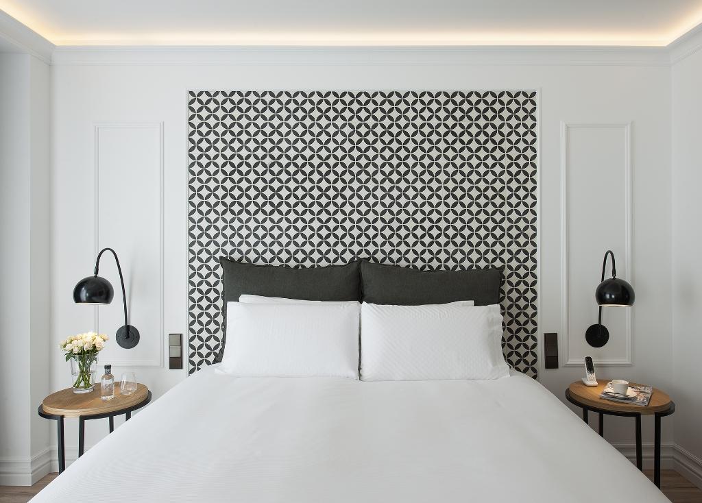 Hotel The Serras – Barcelona Spain Bedroom with Fabric Carpet