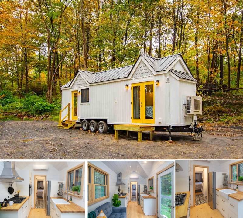 Two sided open space tiny kitchen house.