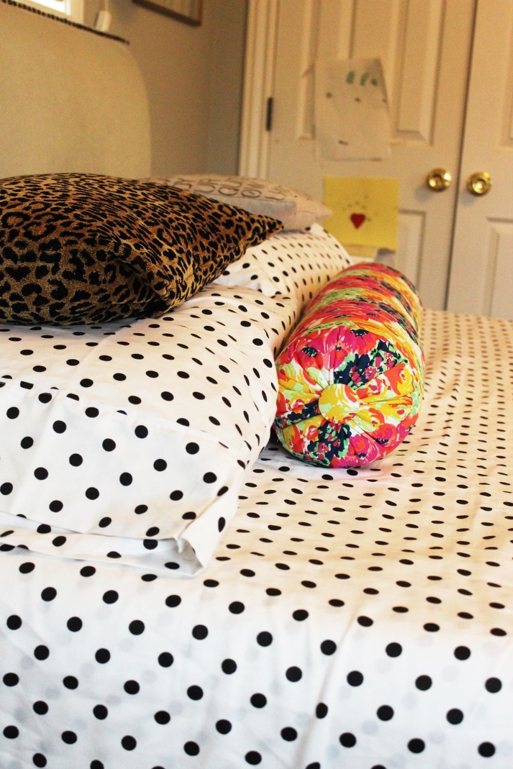 How to Make a Bed modern floral bolster pillow