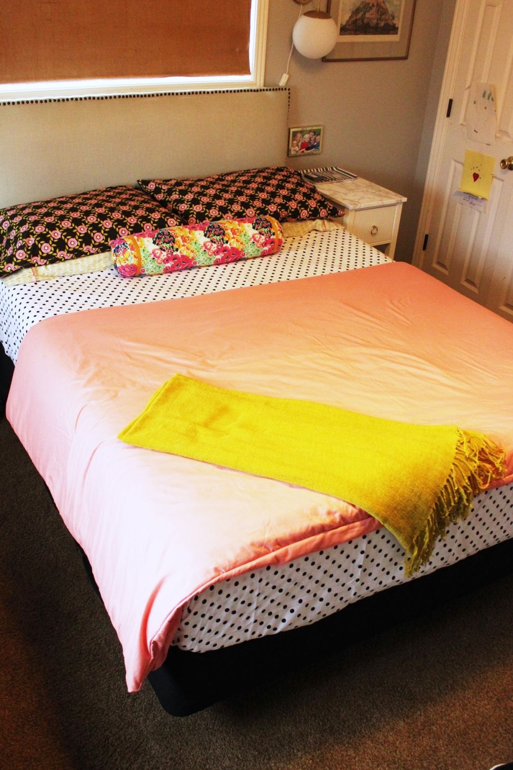 How to Make a Bed same bed with the darker pillowcases on top