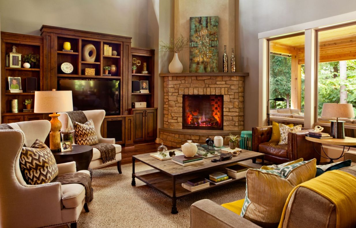 How to arrange furniture when you have a corner fireplace