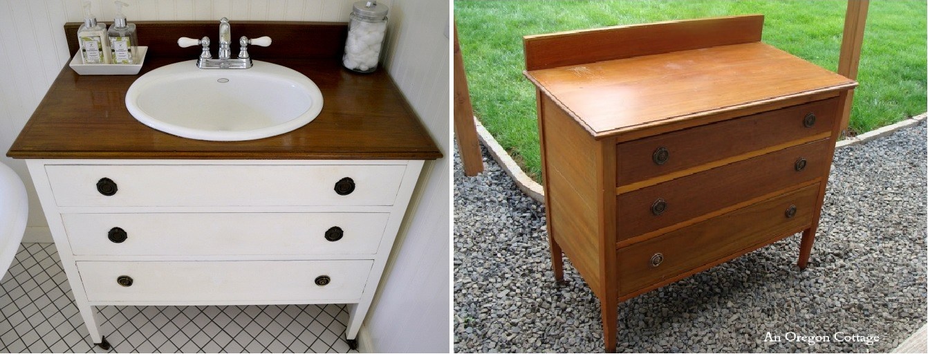 How to turn a dresser into a bathroom vanity