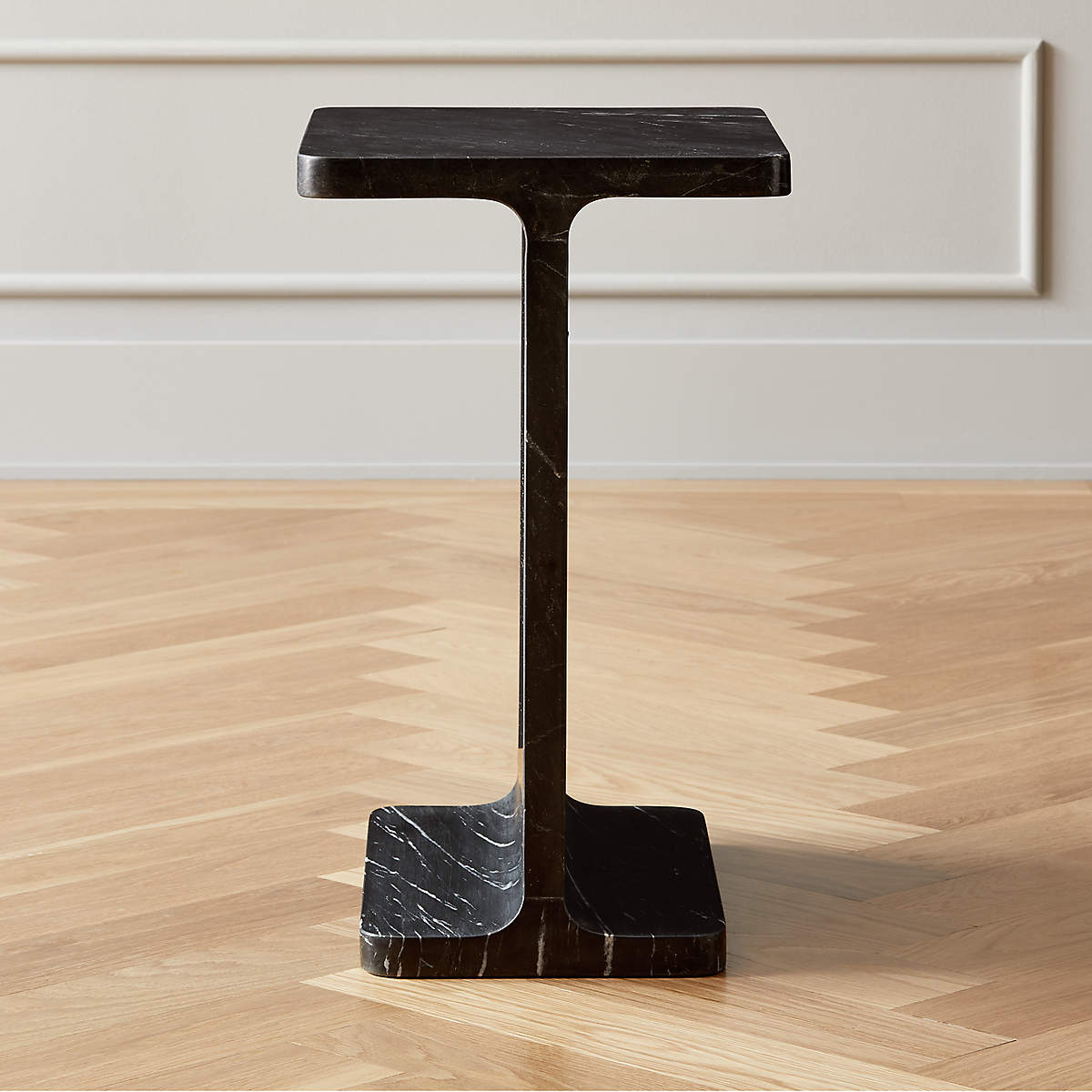 I Beam Black Marble Side Table from CB2