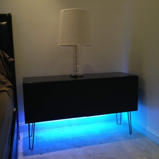 Ikea besta shelf with hairpin legs and led lights nighstand