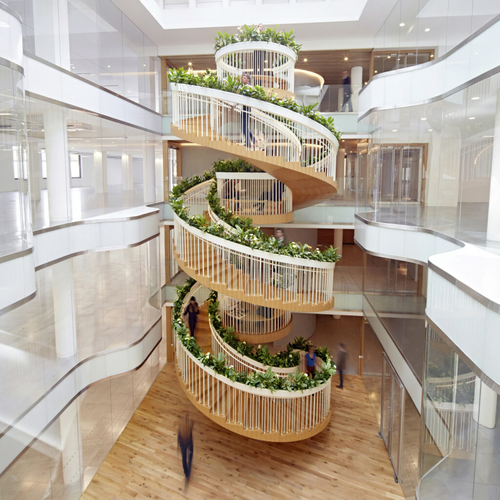 Impressive spiral staircase with plants 1024x1024