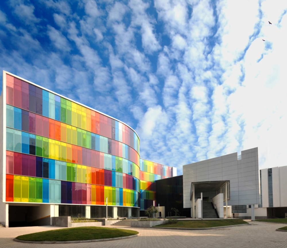 India International Management Institute Kolkata with colored glass facade