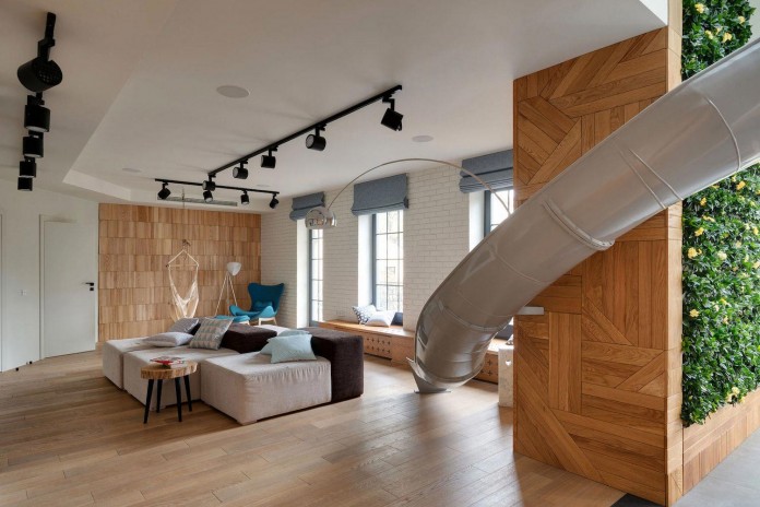 Indoor slide stylish apartment