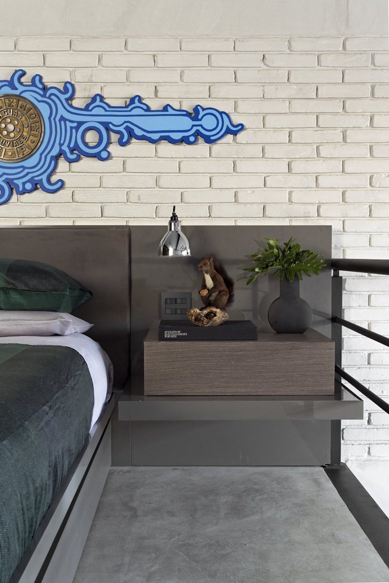 Industrial Sao Paulo loft bedroom nightstand