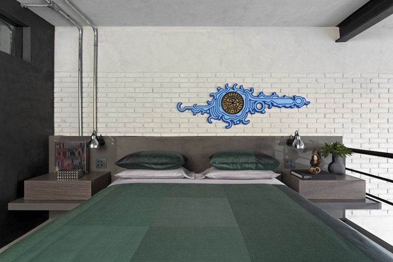 Industrial Sao Paulo loft bedroom wall