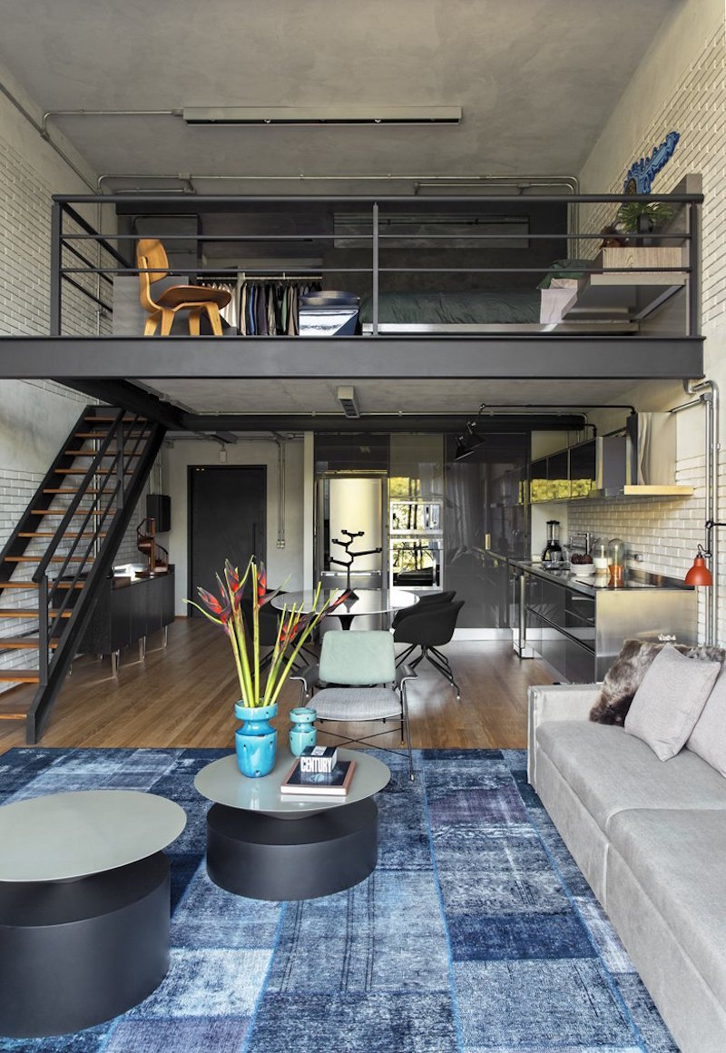 Industrial Sao Paulo loft blue rug