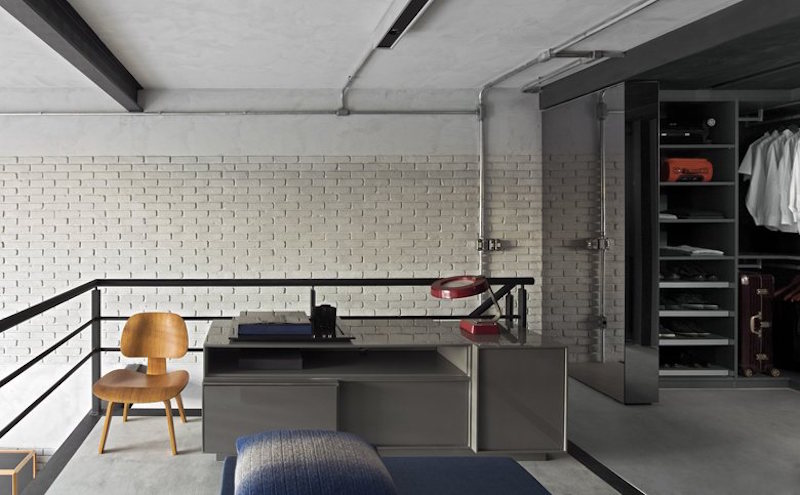 Industrial Sao Paulo loft brick accent wall