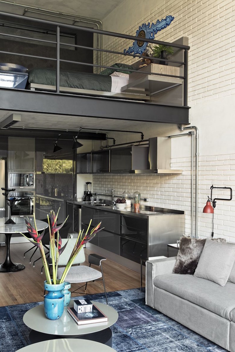 Industrial Sao Paulo loft kitchen corner