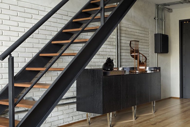 Industrial Sao Paulo loft staircase closeup