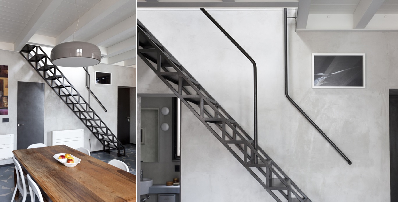 Industrial Staircase Design for Apartment