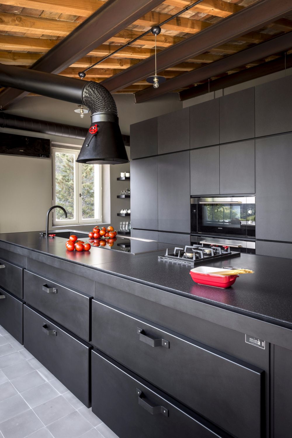 Industrial Style kitchen decor on black