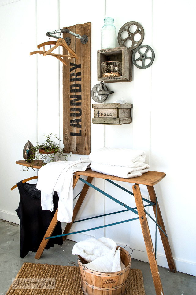 Industrial farmhouse Laundry decor