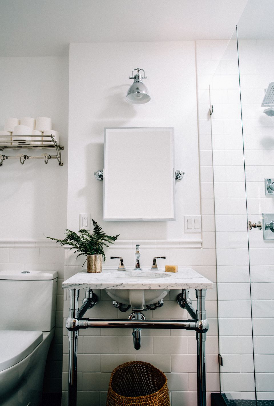 Industrial guest powder room