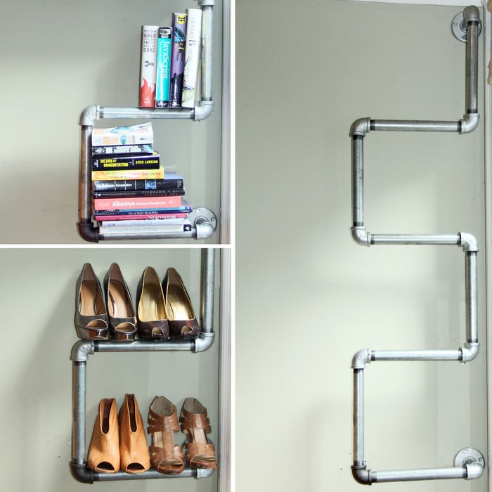 Industrial pipe z shape shelf