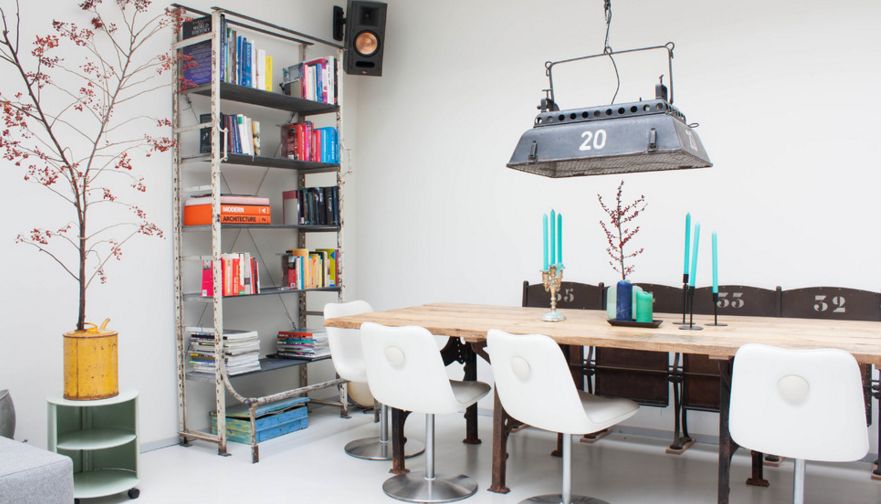 Industrial storage space for dining area