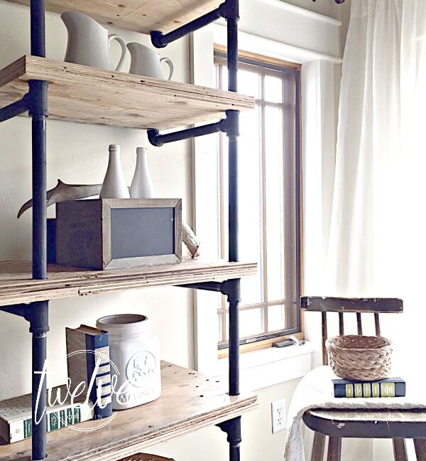 Industrial style farmhouse shelf